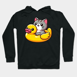 Cute cat in a duckling float - Pool Party Hoodie